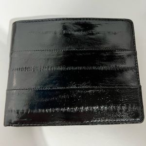 Vintage Lee Sands Mens Eel Skin Wallet BI-Fold Black - Brand New in Box